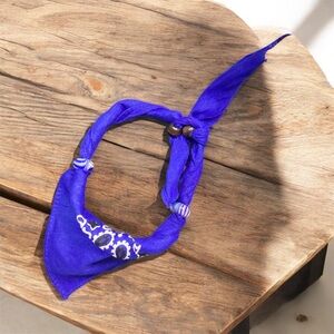(#99) Vibrant Blue Bandana with Bead Accents
